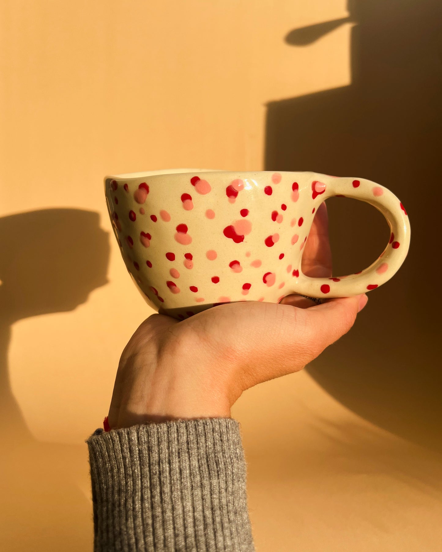 Handmade mushroom themed ceramic mug, ideal for herbal tea, mushroom lattes, and matcha lovers.